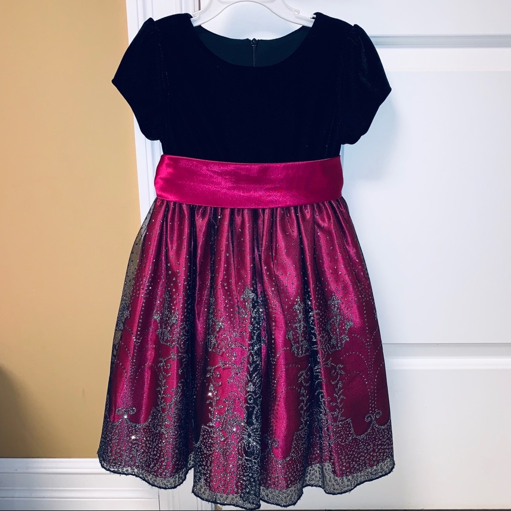 Magenta holiday dress.